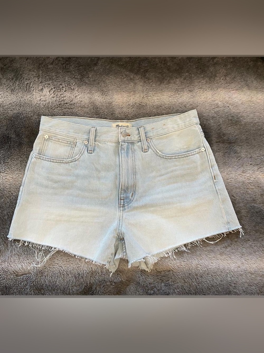 Madewell Pale Blue High-Rise Cutoff Denim Shorts